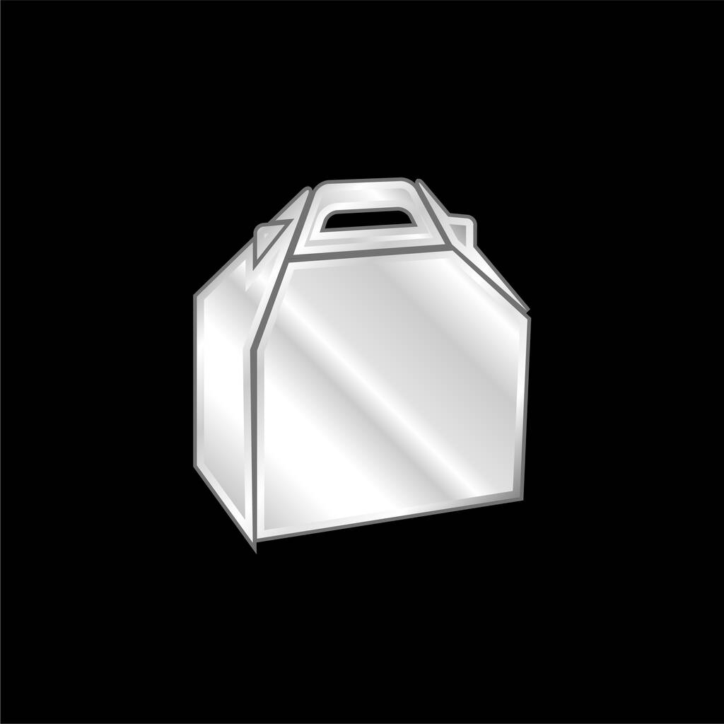 Caixa de comida banhado a prata ícone metálico - Vetor, Imagem