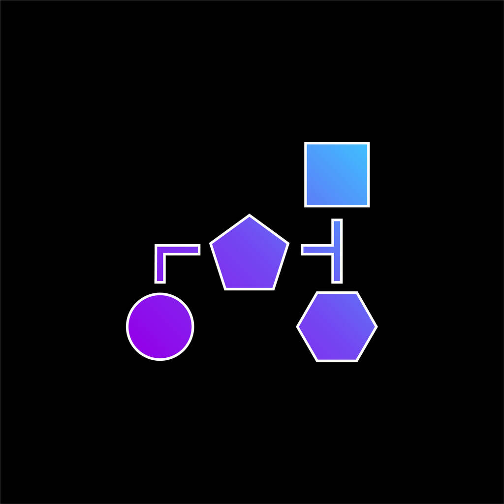 Esquema de bloco de formas geométricas pretas básicas ícone de vetor gradiente azul - Vetor, Imagem