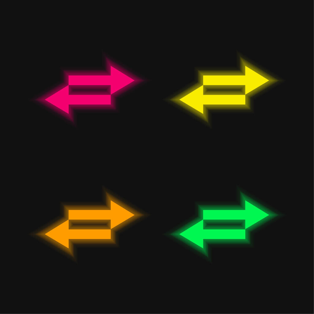 Flechas de cuatro colores brillante icono del vector de neón - Vector, imagen