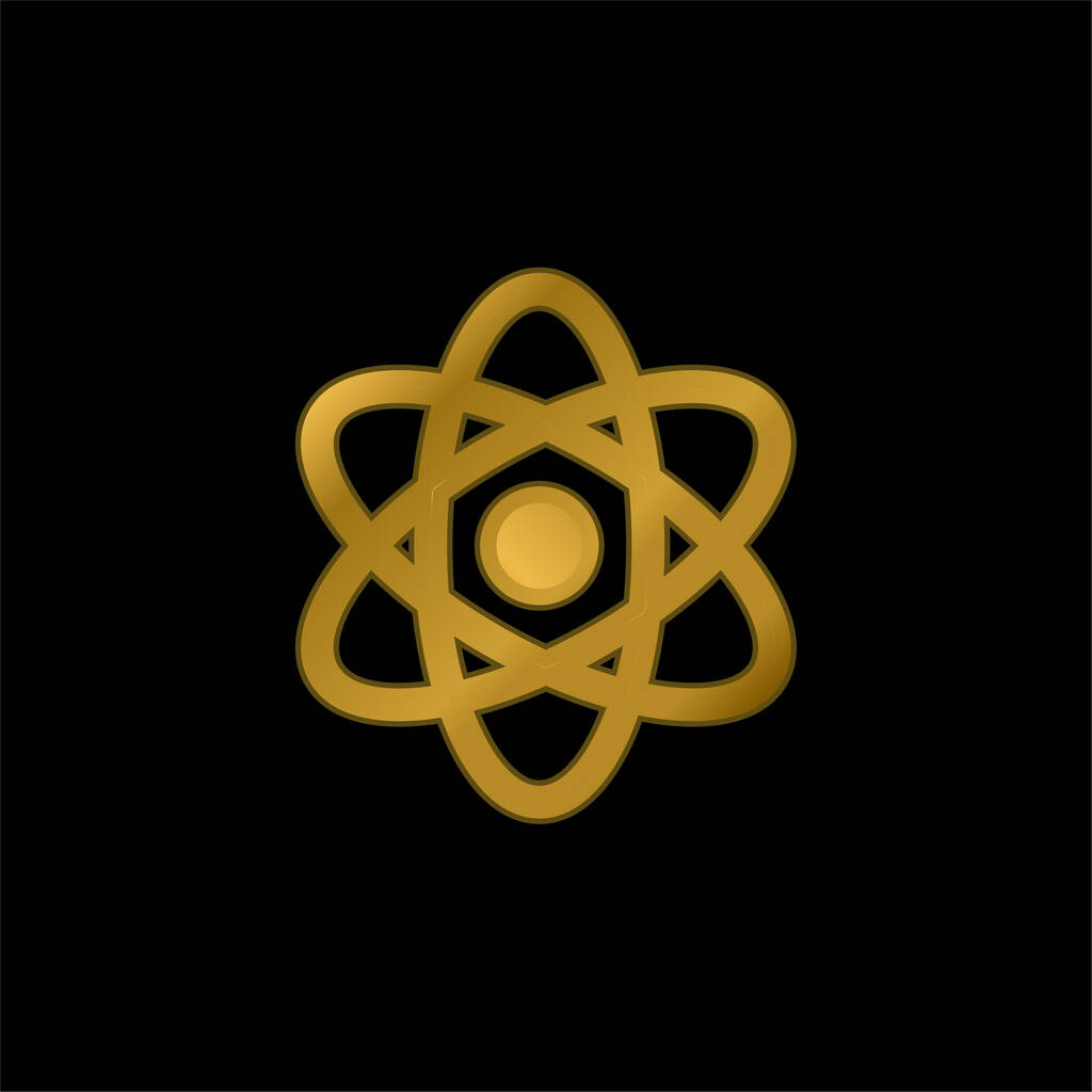 Energía atómica chapado en oro icono metálico o logo vector - Vector, imagen