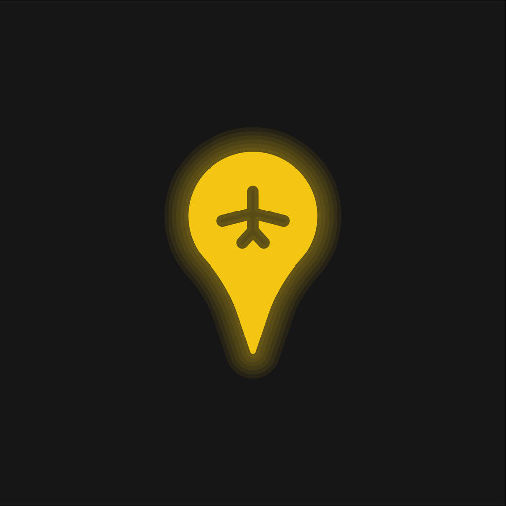 Aeropuerto amarillo brillante icono de neón - Vector, Imagen