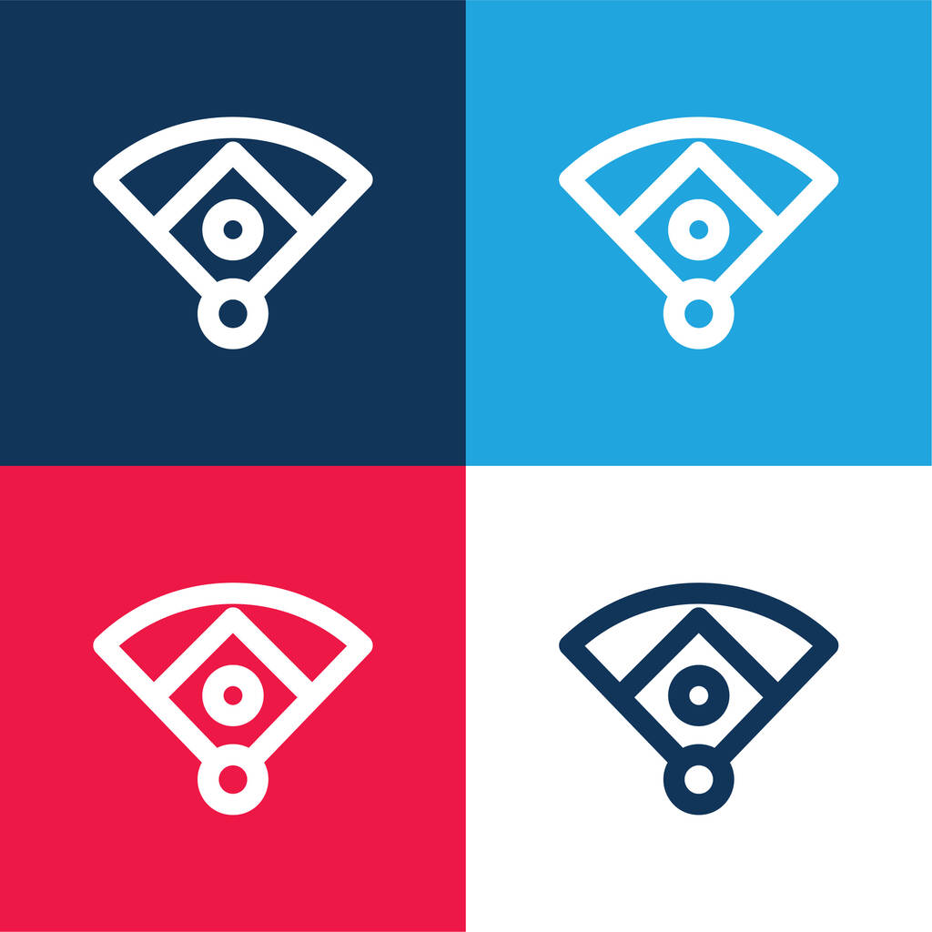 Béisbol Diamante azul y rojo de cuatro colores mínimo icono conjunto - Vector, imagen