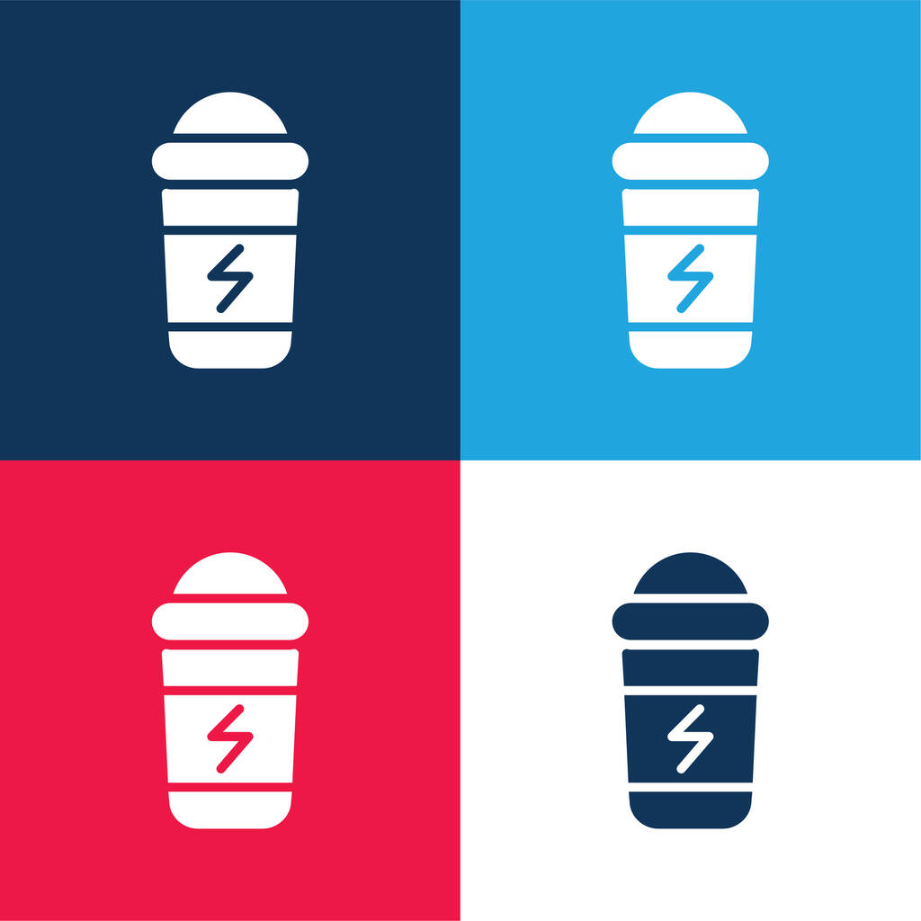 Nápoj modré a červené čtyři barvy minimální ikona nastavena - Vektor, obrázek