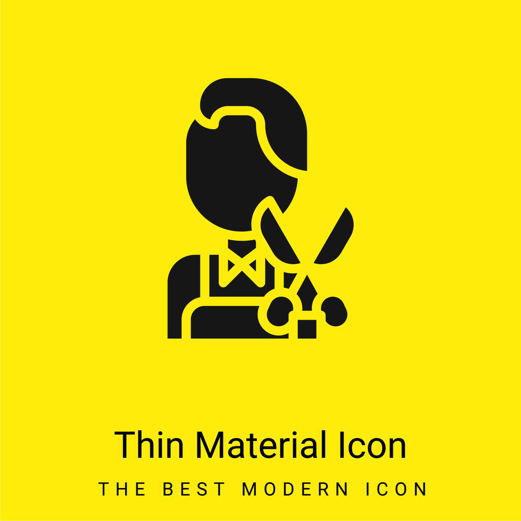 Peluquero mínimo icono de material amarillo brillante - Vector, imagen