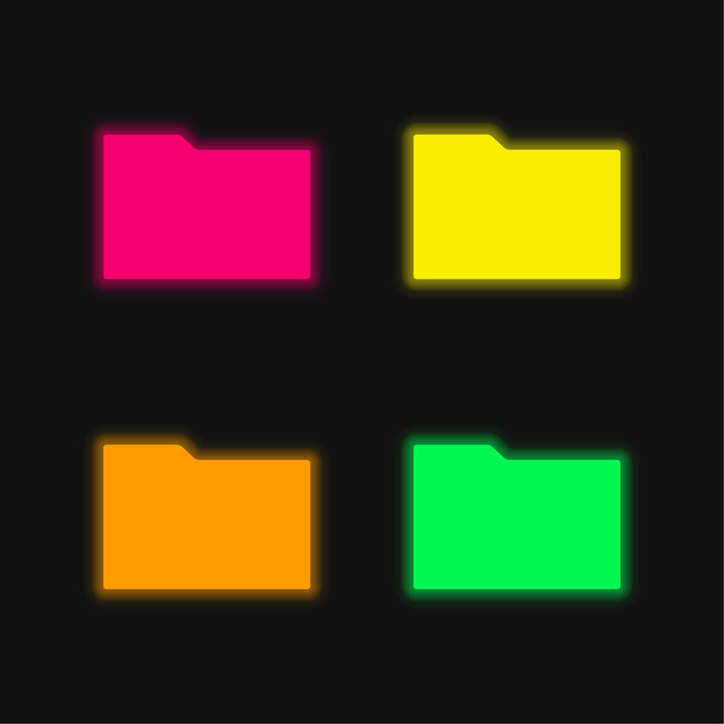 Fekete mappa négy szín izzó neon vektor ikon - Vektor, kép