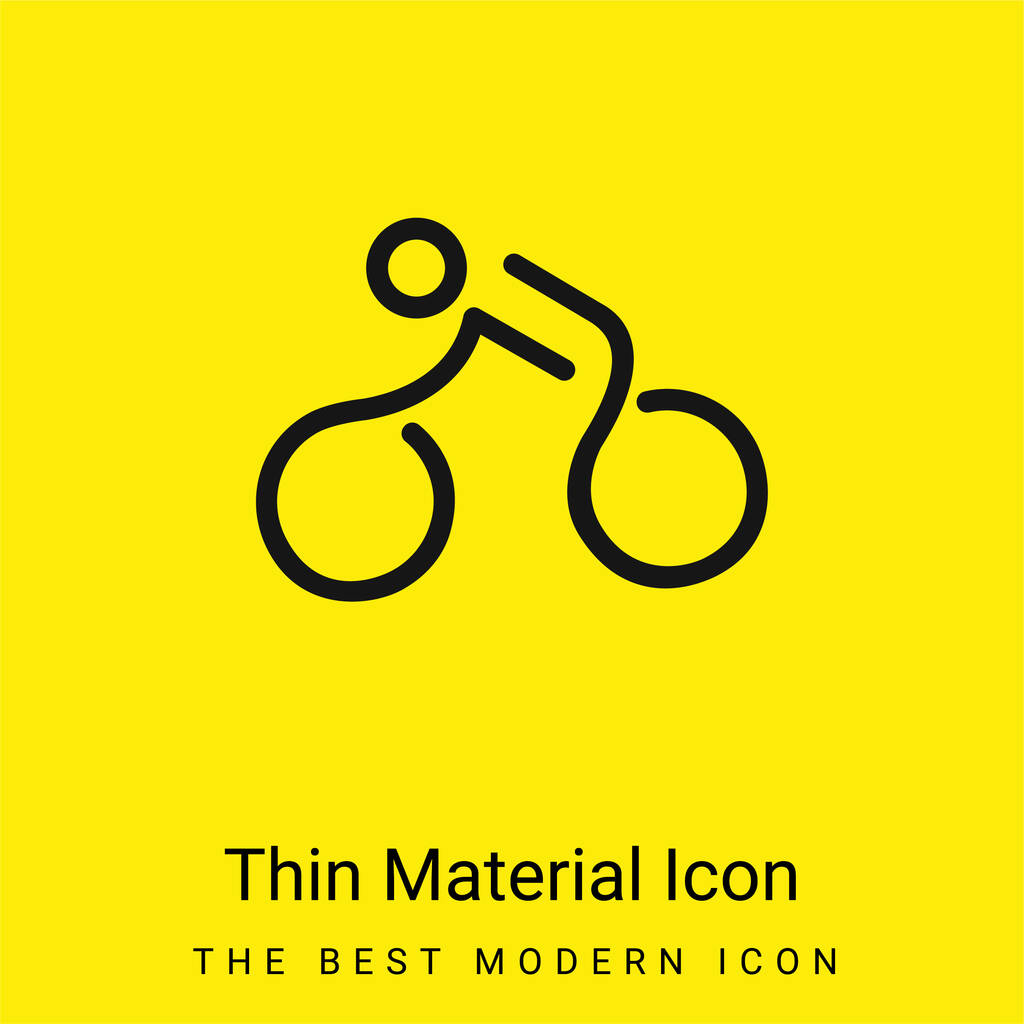 Bicicleta montada por un hombre palo mínimo icono de material amarillo brillante - Vector, imagen