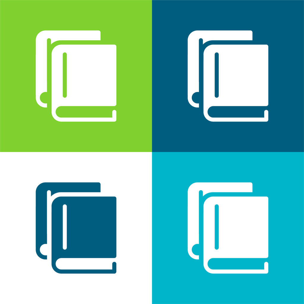 Livros sobreposição arranjo plano quatro cores conjunto de ícones mínimos - Vetor, Imagem