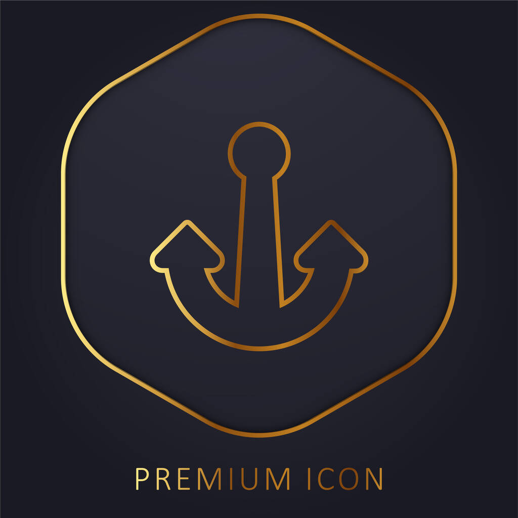 Barco âncora linha dourada logotipo premium ou ícone - Vetor, Imagem