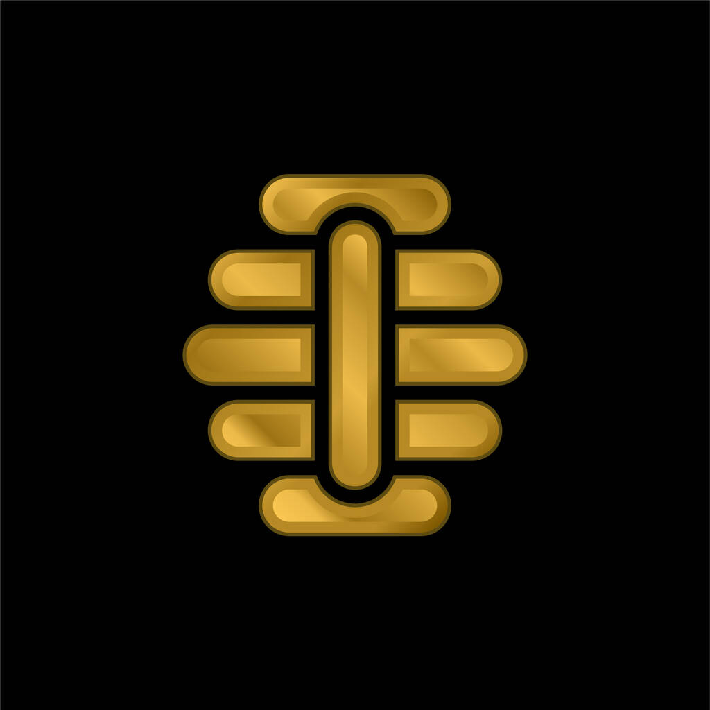 Colmena chapado en oro icono metálico o logo vector - Vector, imagen