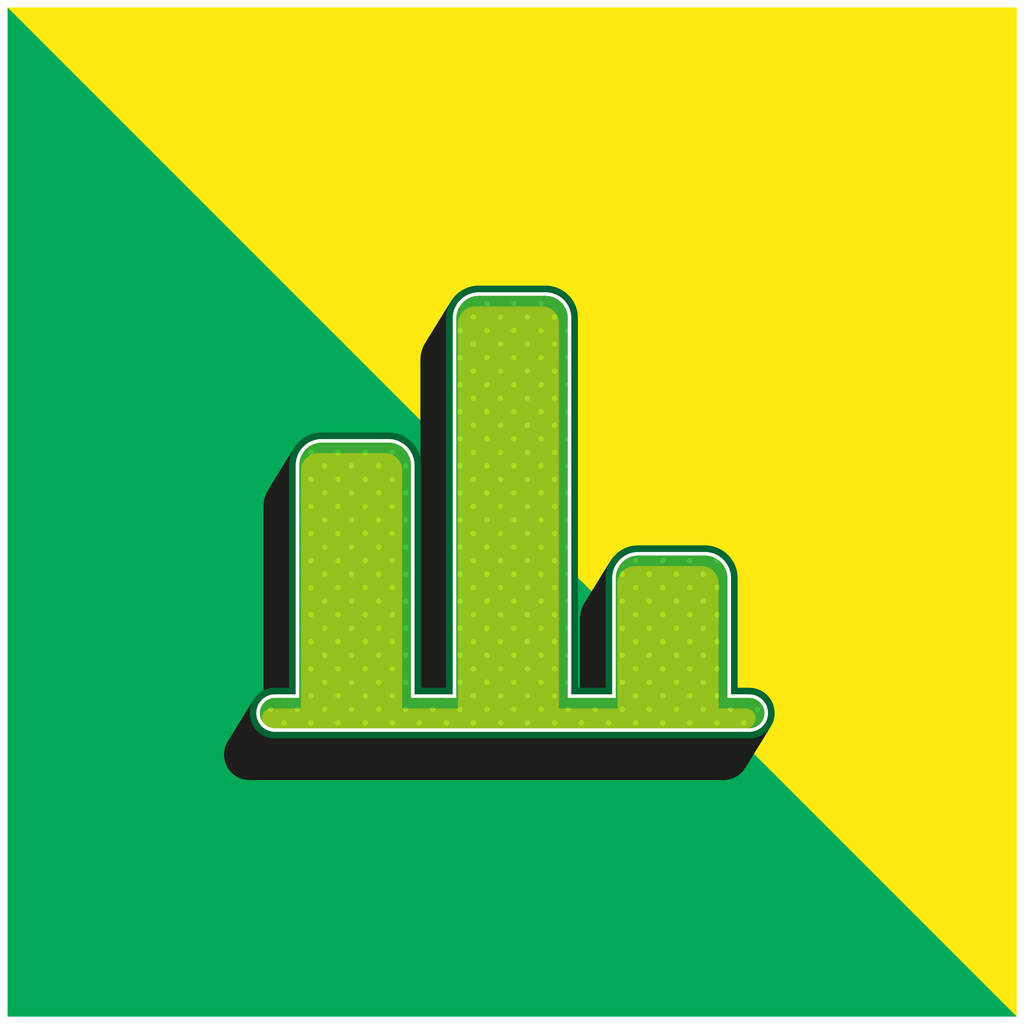 Gráfico de barras Verde e amarelo moderno logotipo vetor 3d ícone - Vetor, Imagem