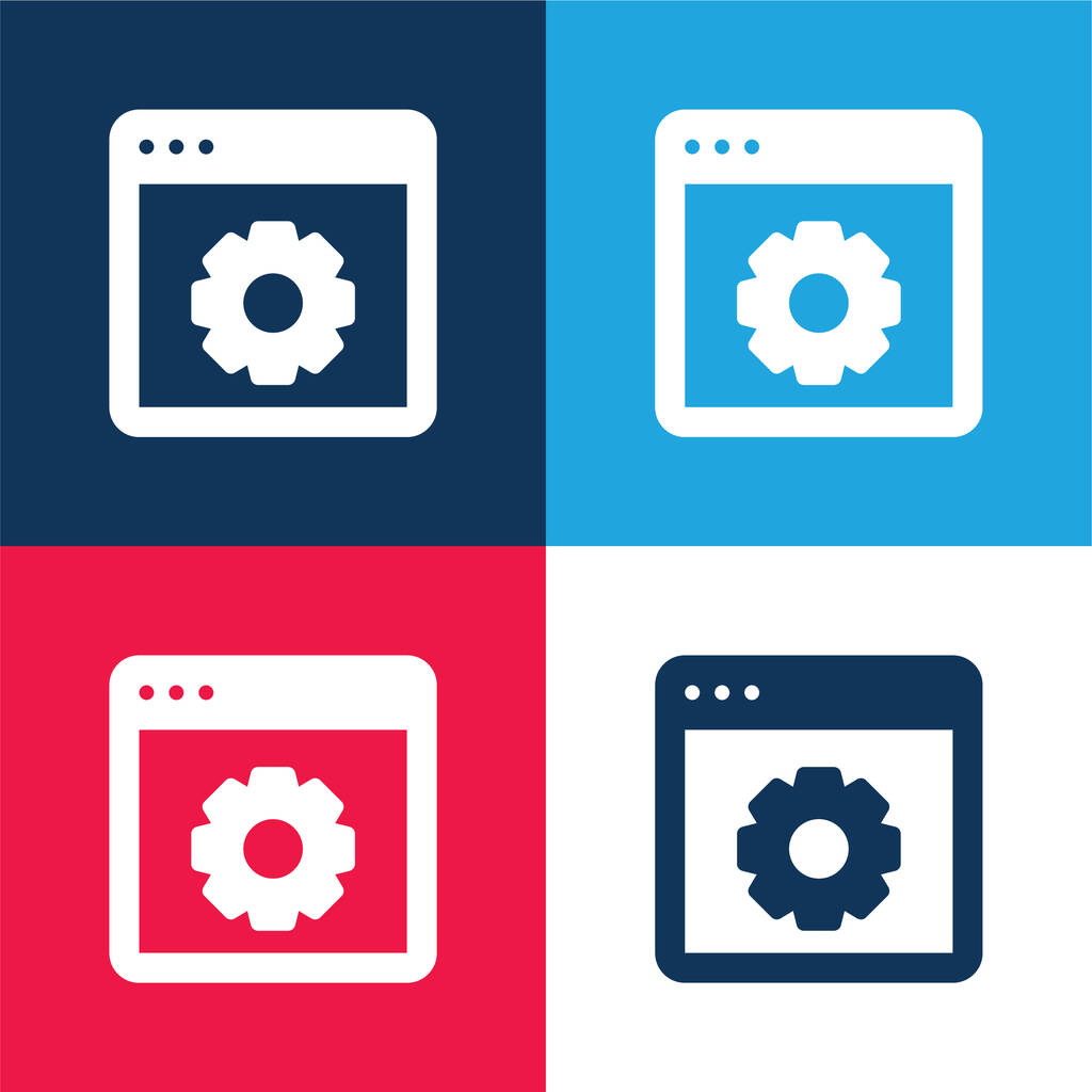 アプリの青と赤の4色の最小アイコンセット - ベクター画像