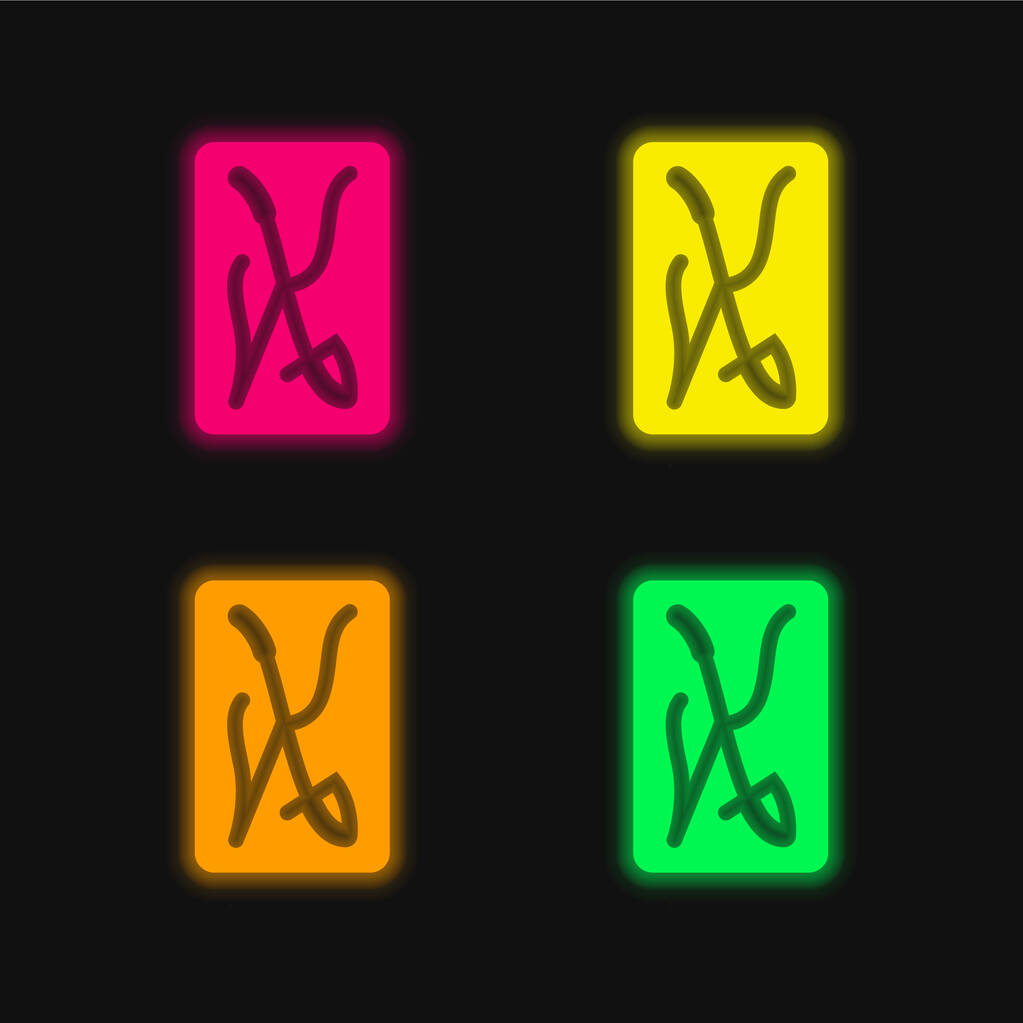 As de espadas de cuatro colores brillante icono de vectores de neón - Vector, imagen
