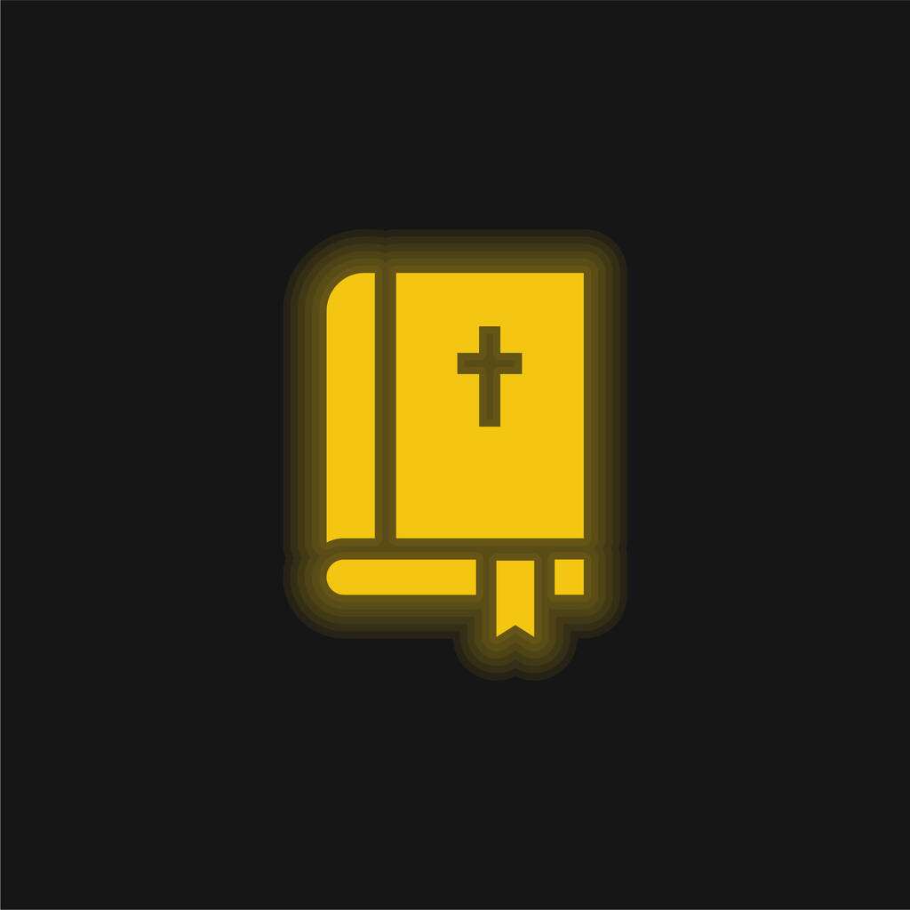 La Bibbia giallo icona al neon incandescente - Vettoriali, immagini