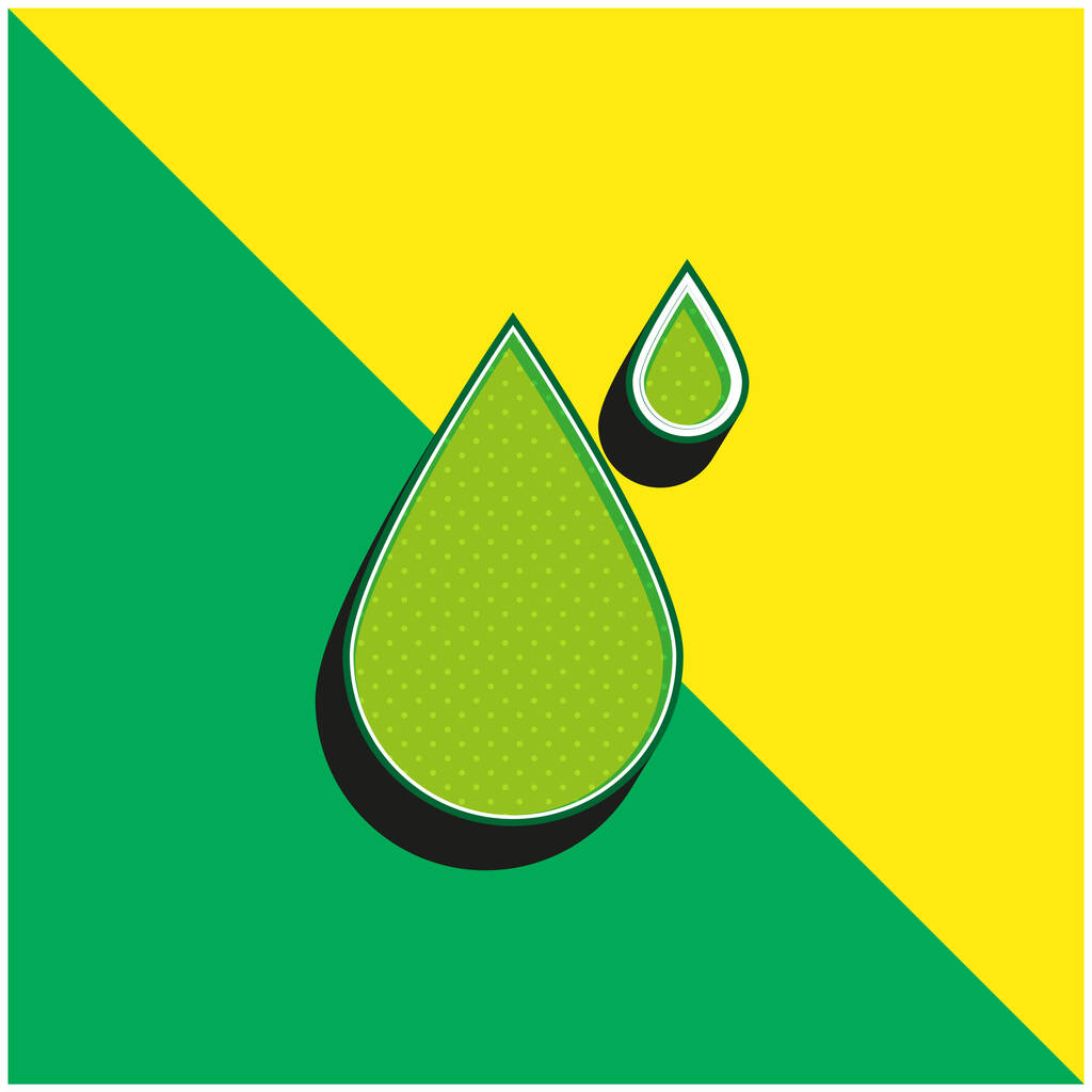 Μεγάλες και μικρές σταγόνες Πράσινο και κίτρινο σύγχρονο 3d διάνυσμα εικονίδιο λογότυπο - Διάνυσμα, εικόνα