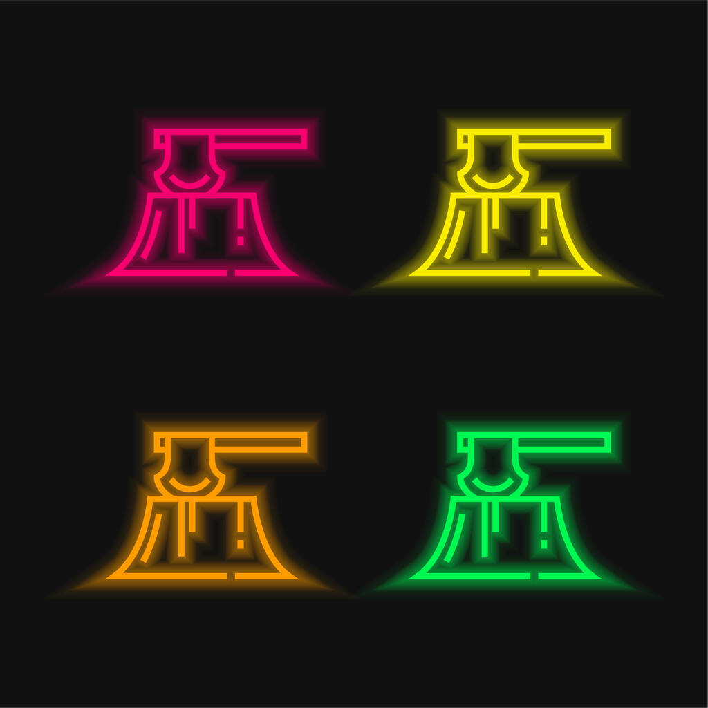 Axe ícone de vetor de néon brilhante de quatro cores - Vetor, Imagem
