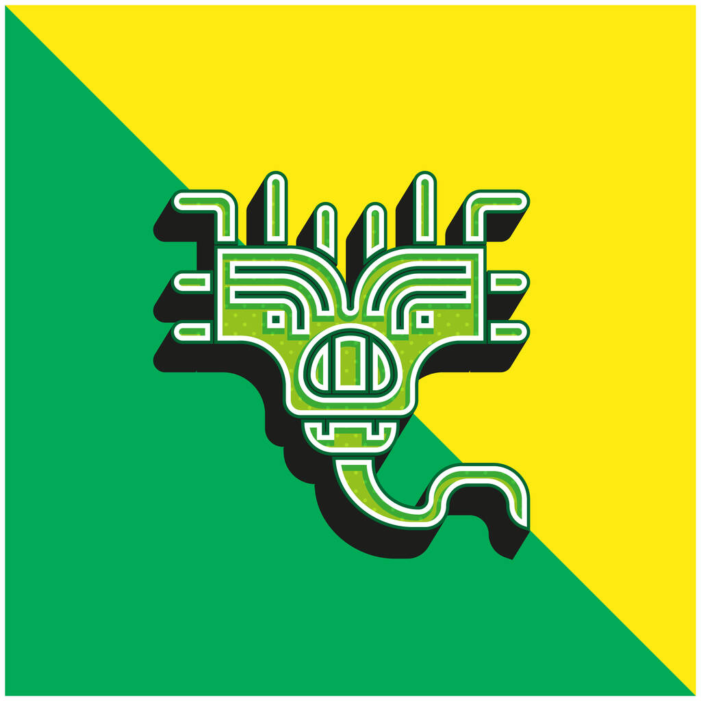 Uzaylı Yeşil ve Sarı Modern 3D vektör simgesi logosu - Vektör, Görsel