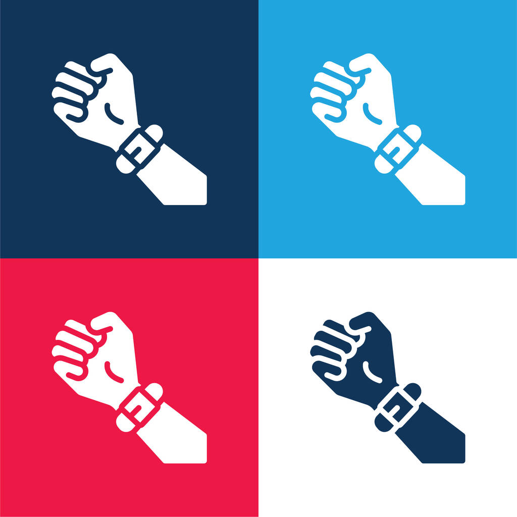 Band blue and red four color minimal icon set - Vector, Image