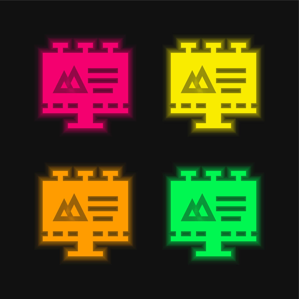 Mainostaulu neljä väriä hehkuva neon vektori kuvake - Vektori, kuva