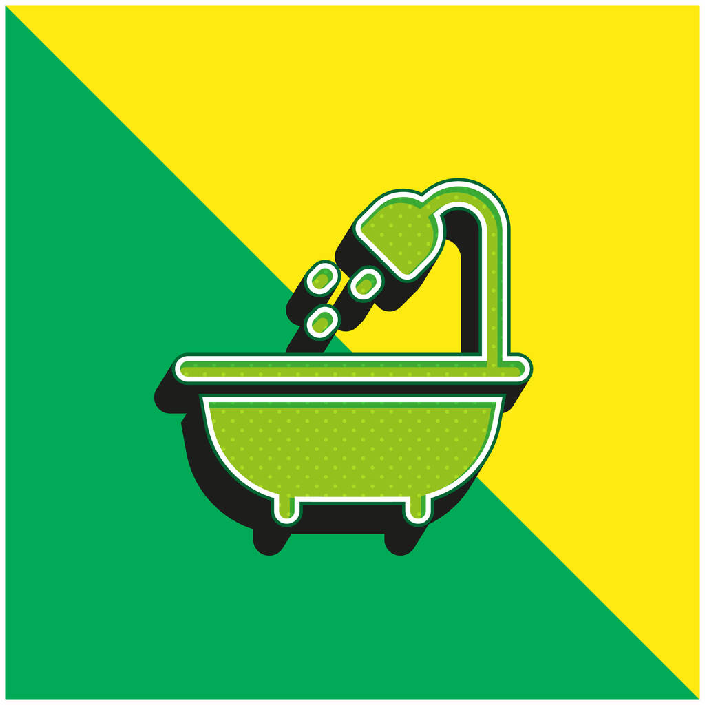 Bain Logo vectoriel 3d moderne vert et jaune - Vecteur, image