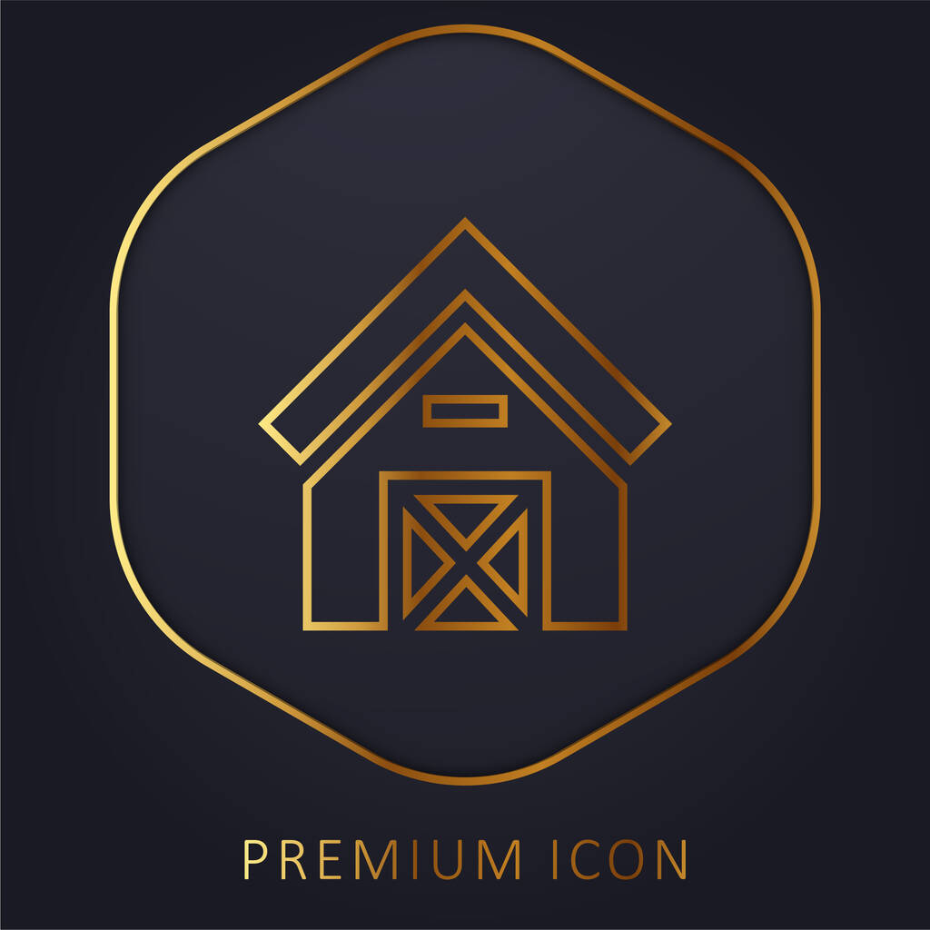 Barn golden line premium logo or icon - Vector, Image