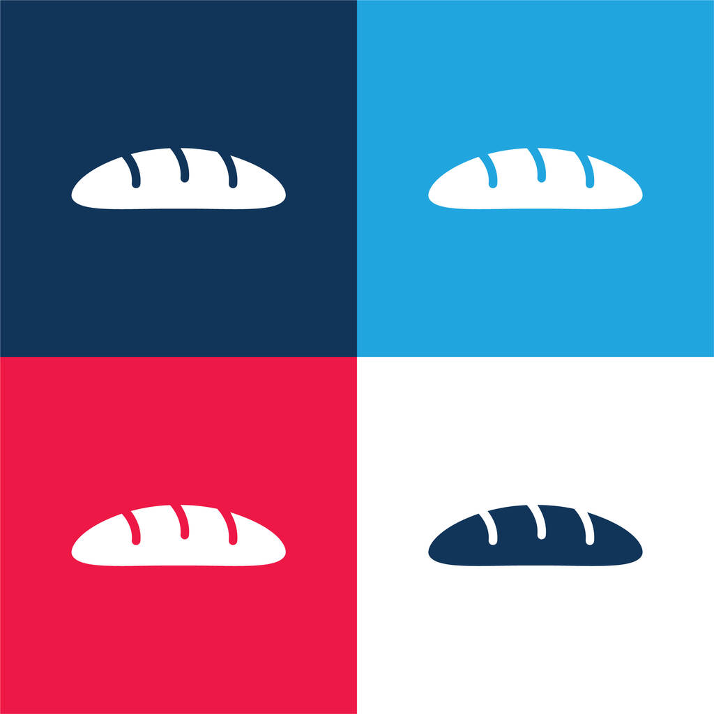 Pão azul e vermelho conjunto de ícones mínimos de quatro cores - Vetor, Imagem