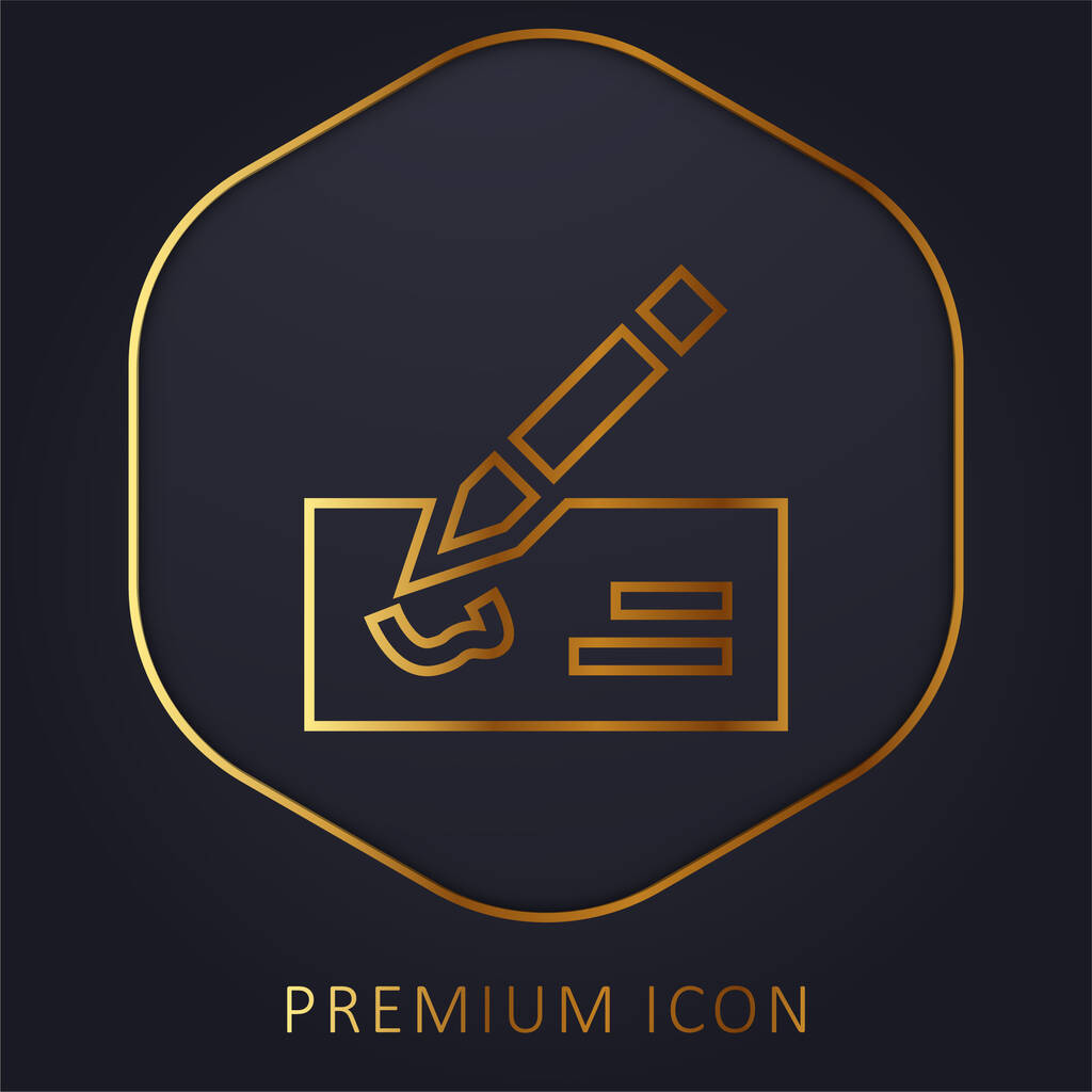 Banque Vérifier la ligne d'or logo premium ou icône - Vecteur, image