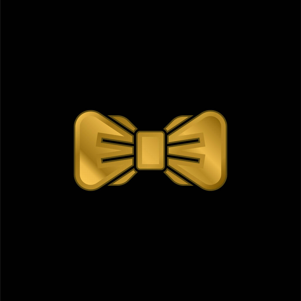 Corbata de lazo chapado en oro icono metálico o logo vector - Vector, imagen