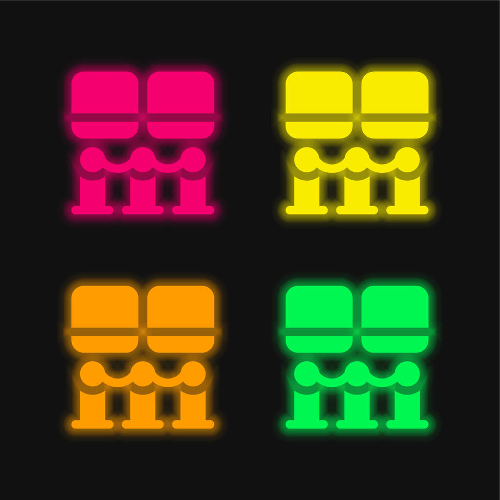 Art Museum čtyři barvy zářící neonový vektor ikona - Vektor, obrázek