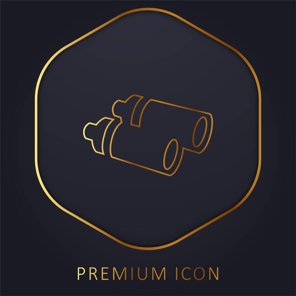 Verrekijker gouden lijn premium logo of pictogram - Vector, afbeelding