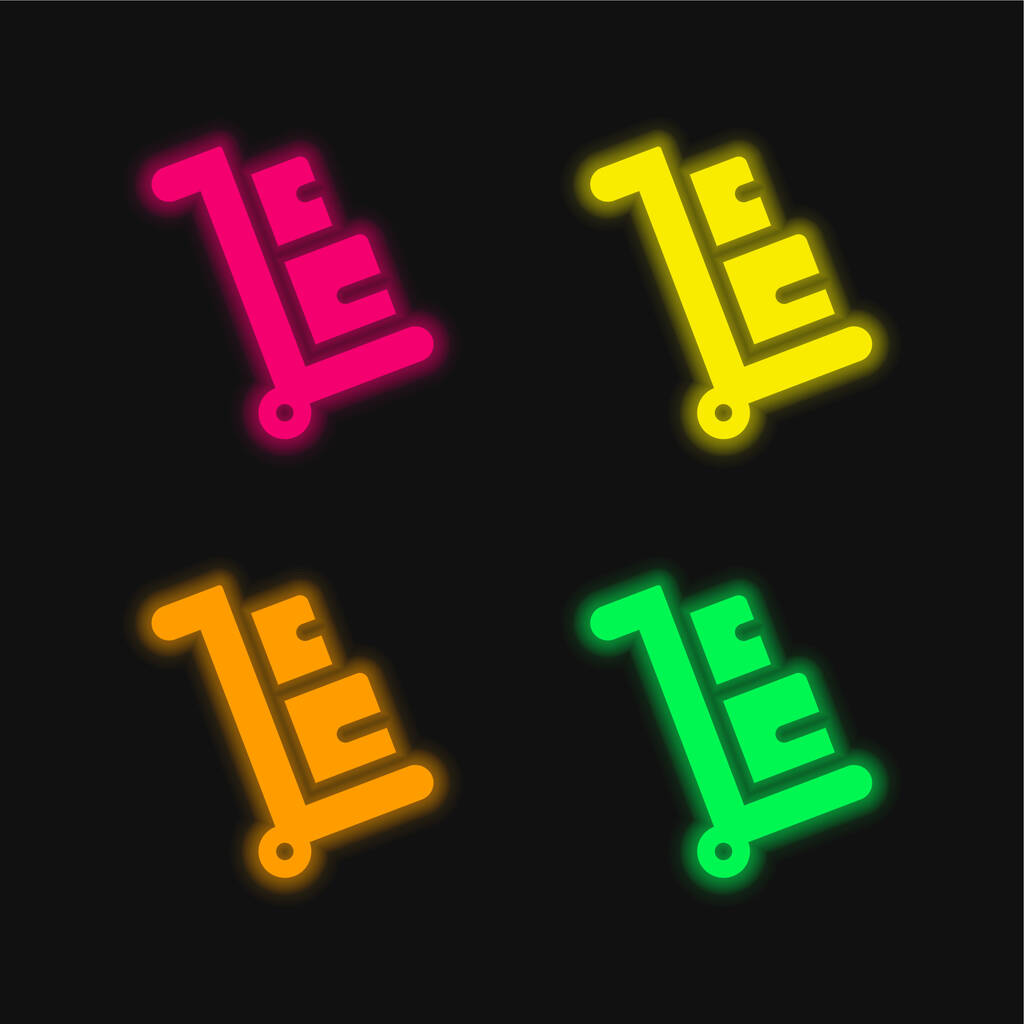 Ящик из четырех цветных светящихся неоновых векторов - Вектор,изображение