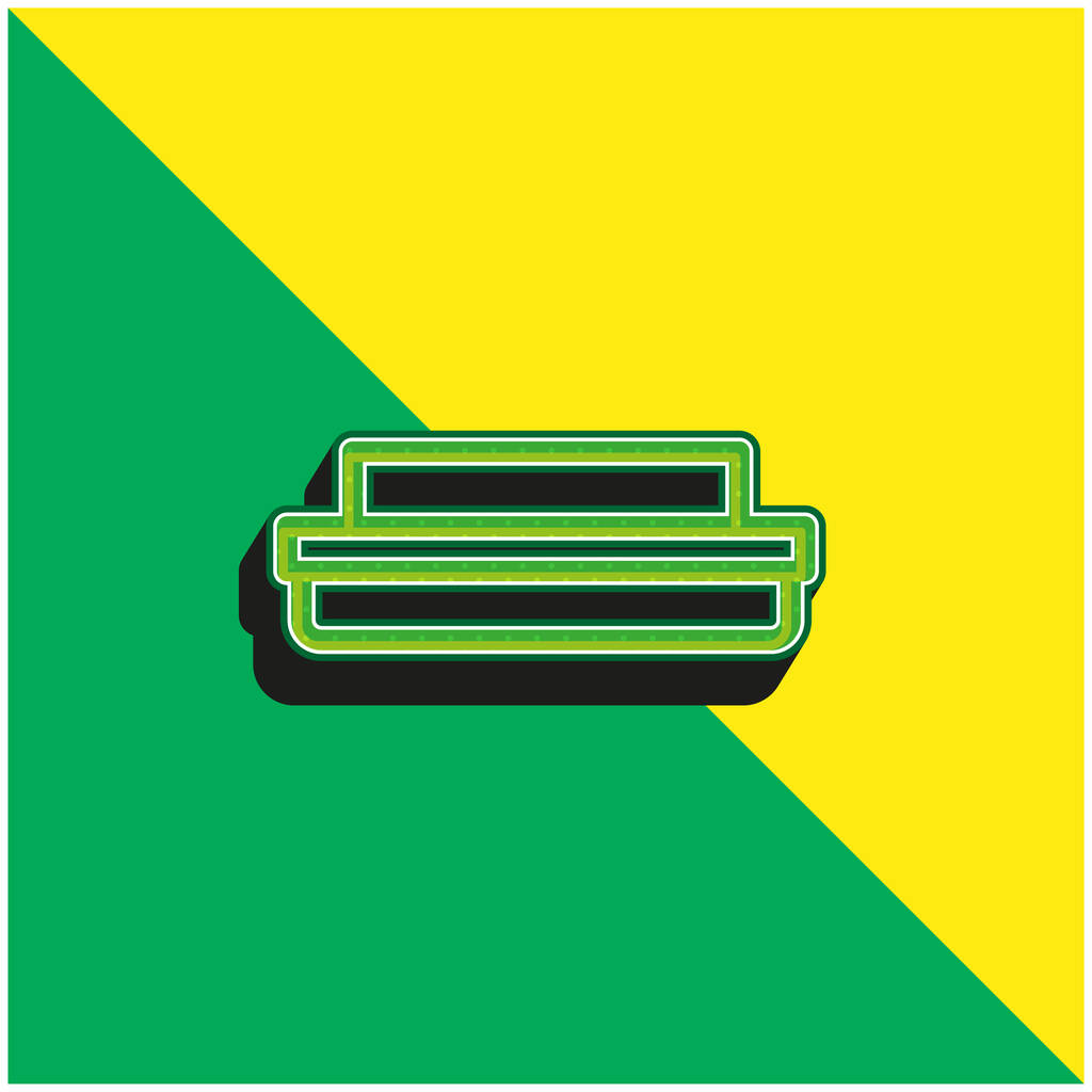 Big Bed Zöld és sárga modern 3D vektor ikon logó - Vektor, kép