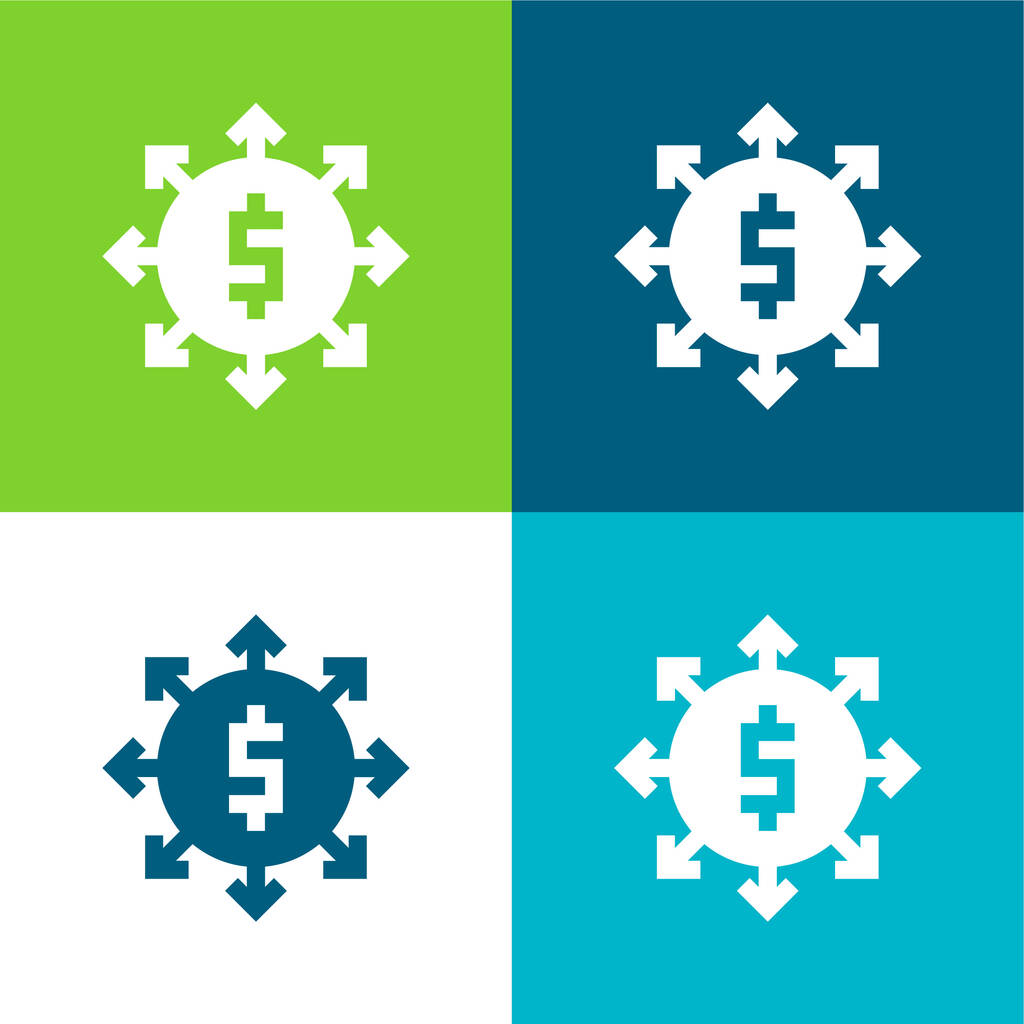 Marketing de afiliados Flat quatro cores conjunto de ícones mínimos - Vetor, Imagem