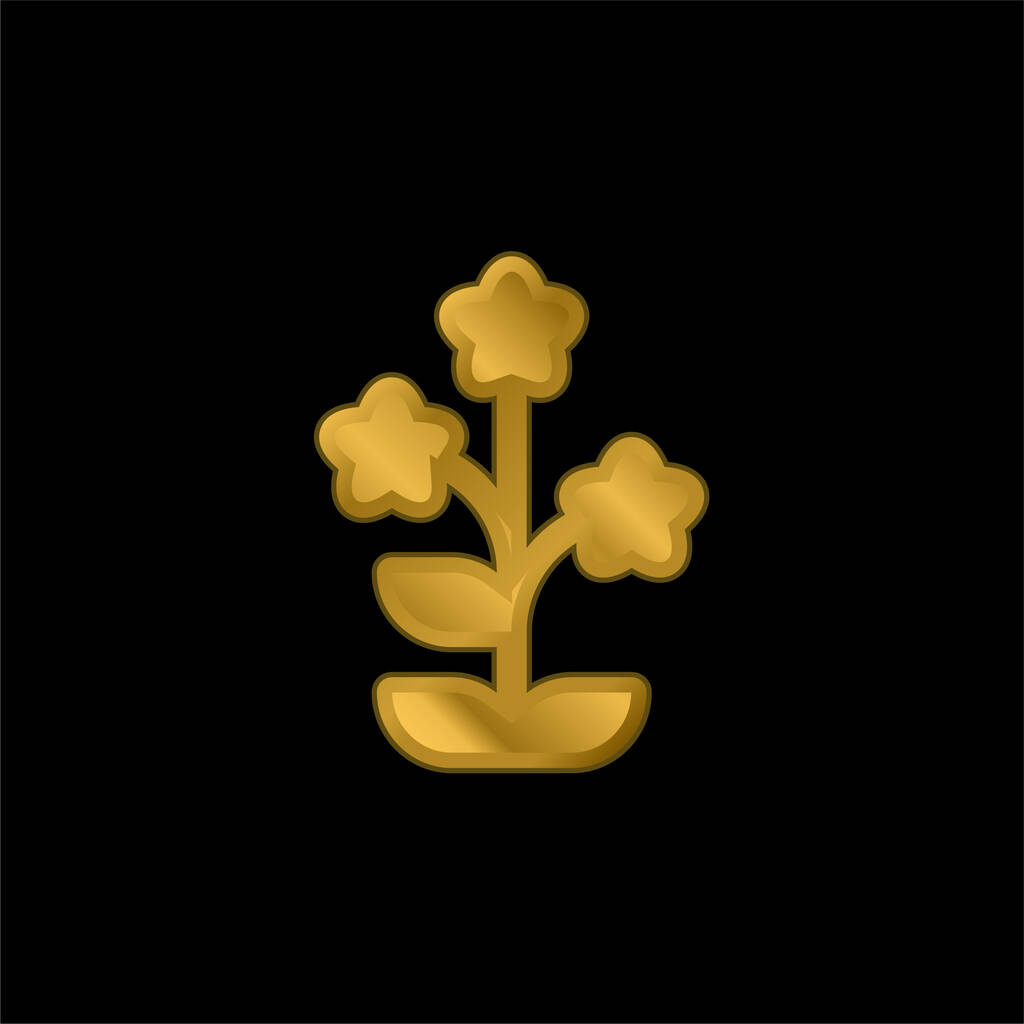 Alpine Forget Me Not gold plated metalic icon or logo vector - Vector, Image
