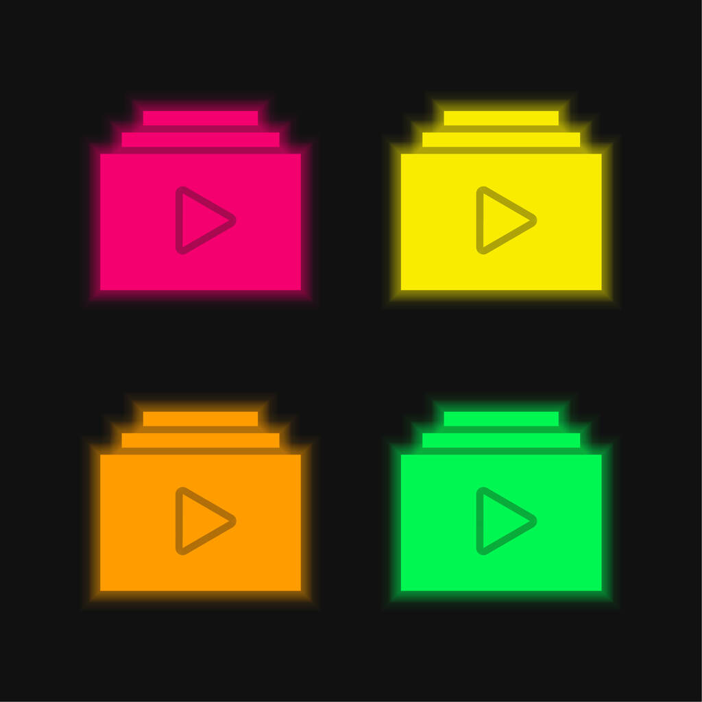Álbum de quatro cores brilhante ícone vetor de néon - Vetor, Imagem