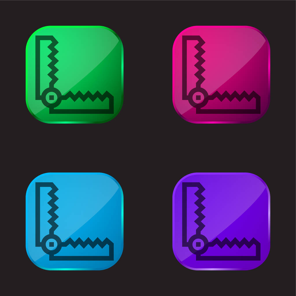 Orso Trappola quattro colori icona pulsante di vetro - Vettoriali, immagini