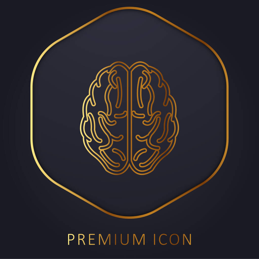 Brain Upper View vázlat arany vonal prémium logó vagy ikon - Vektor, kép