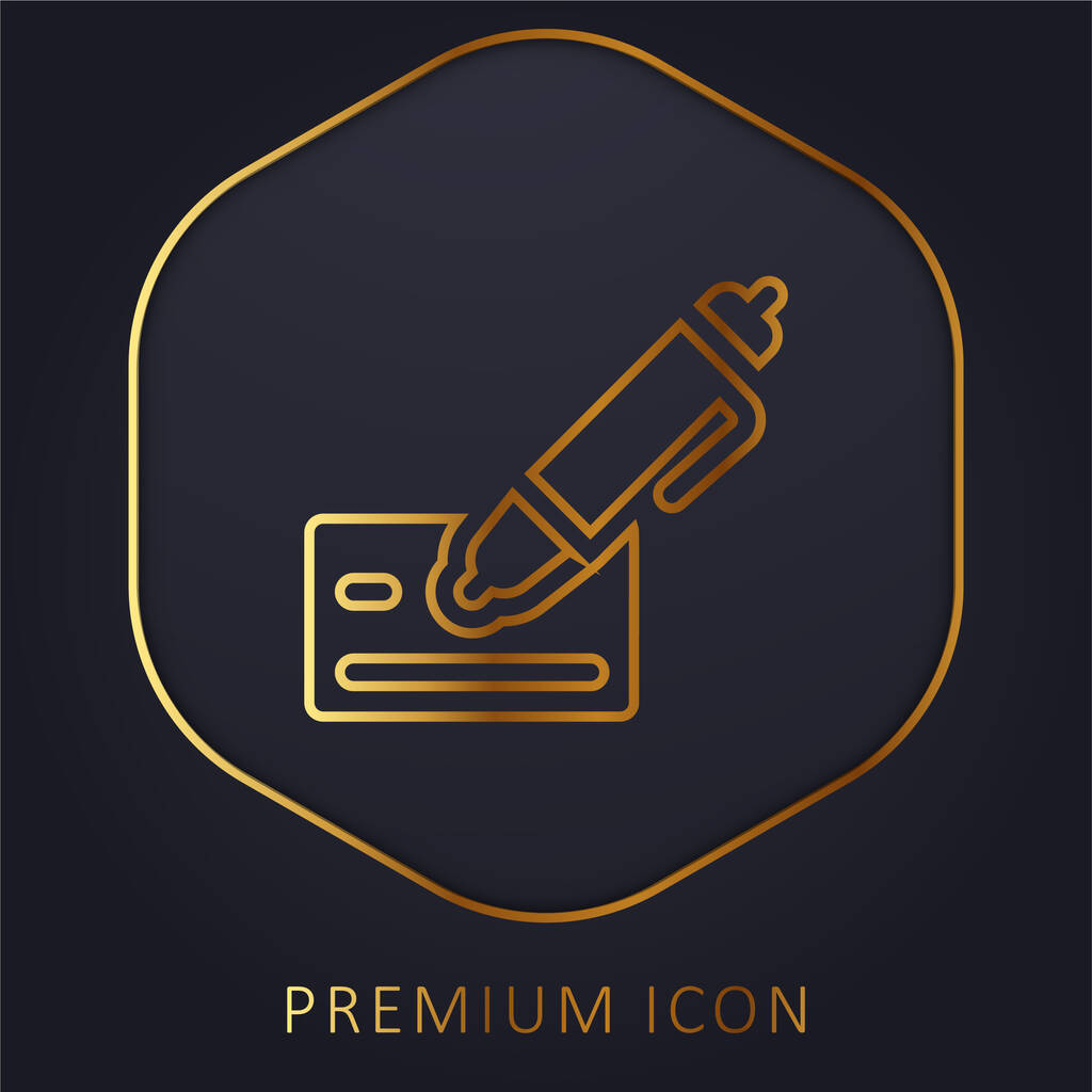 Bank Check gouden lijn premium logo of pictogram - Vector, afbeelding