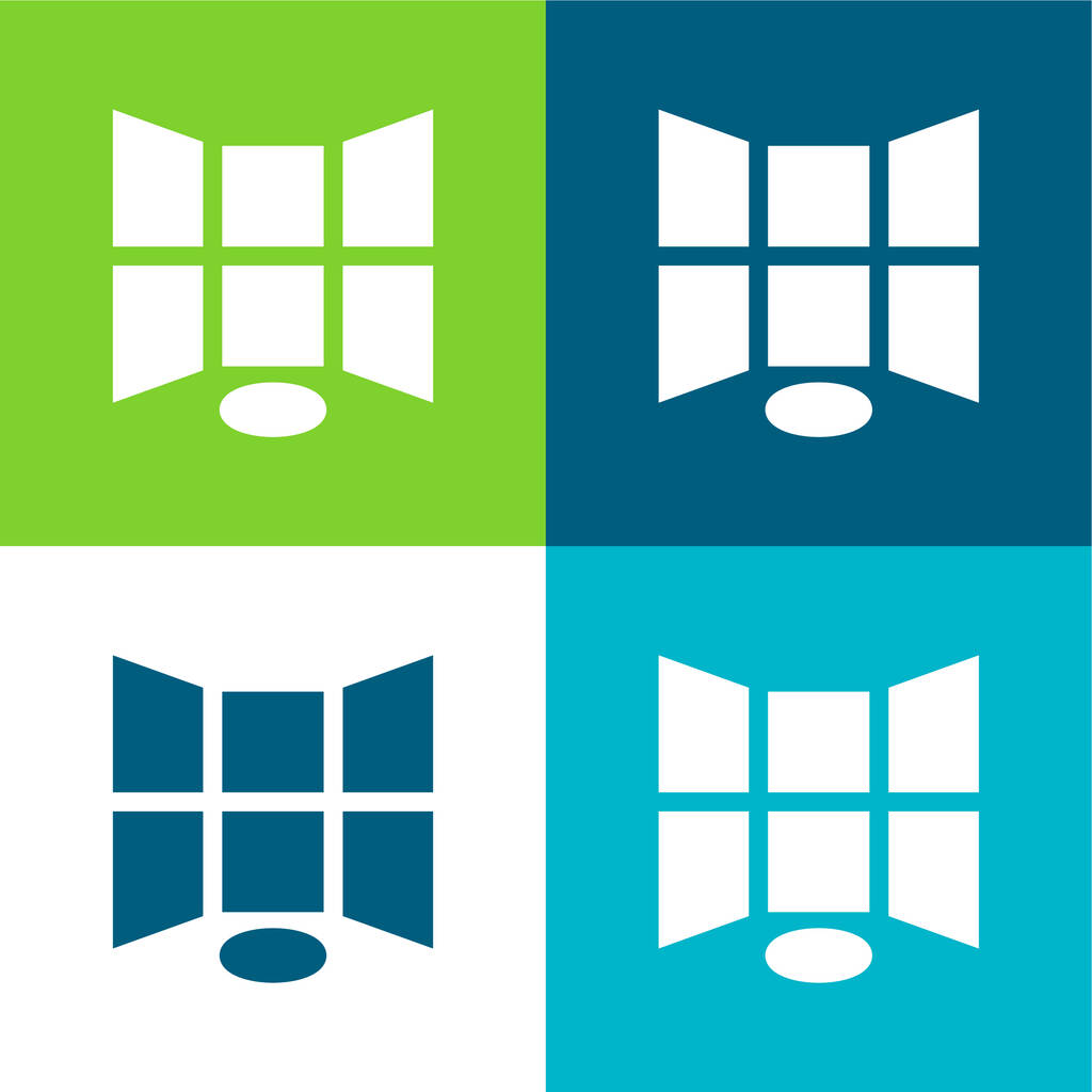 3d Display Vlakke vier kleuren minimale pictogram set - Vector, afbeelding