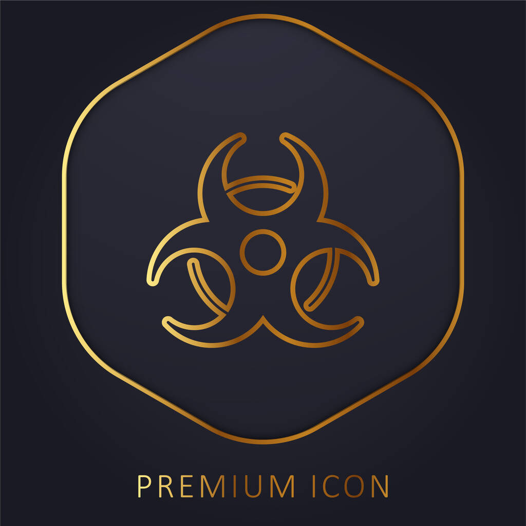 Sinal de risco biológico linha dourada logotipo premium ou ícone - Vetor, Imagem