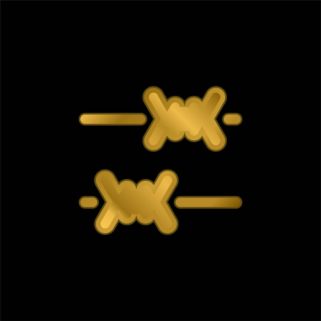 Колючий дріт золотий металевий значок або вектор логотипу
 - Вектор, зображення