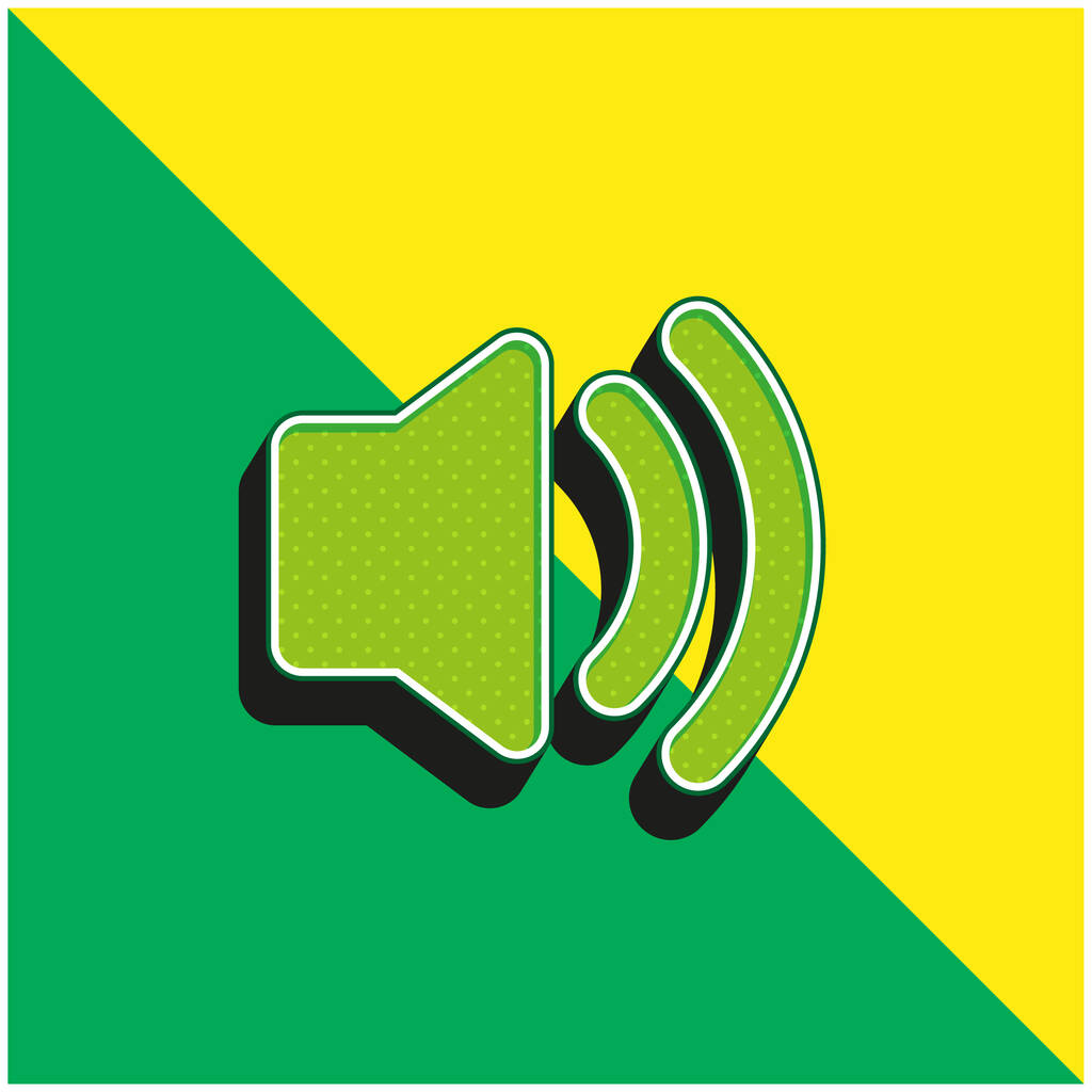 Altavoz de audio en verde y amarillo moderno logotipo del icono del vector 3d - Vector, imagen