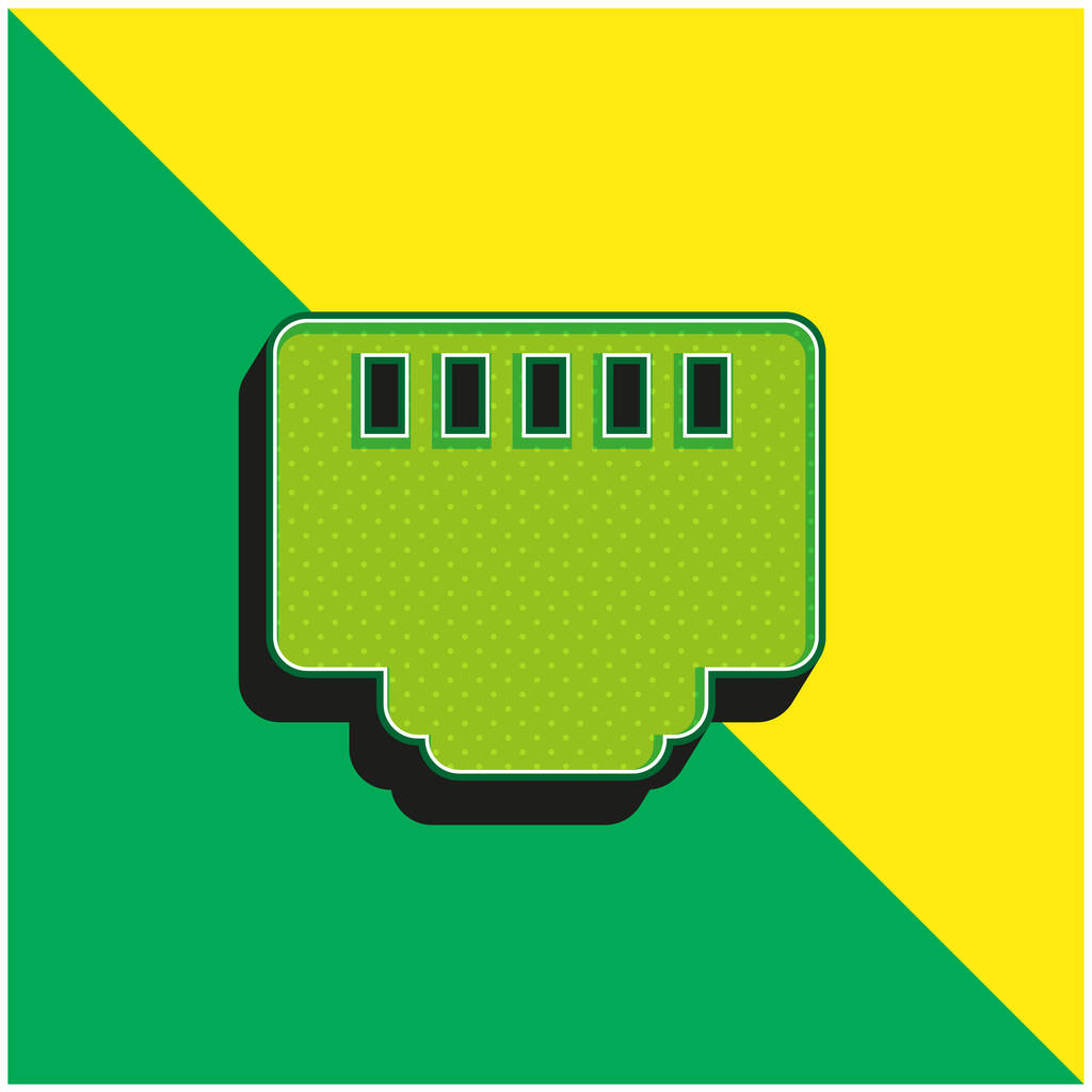 5 Pin Connector Groen en geel modern 3D vector pictogram logo - Vector, afbeelding