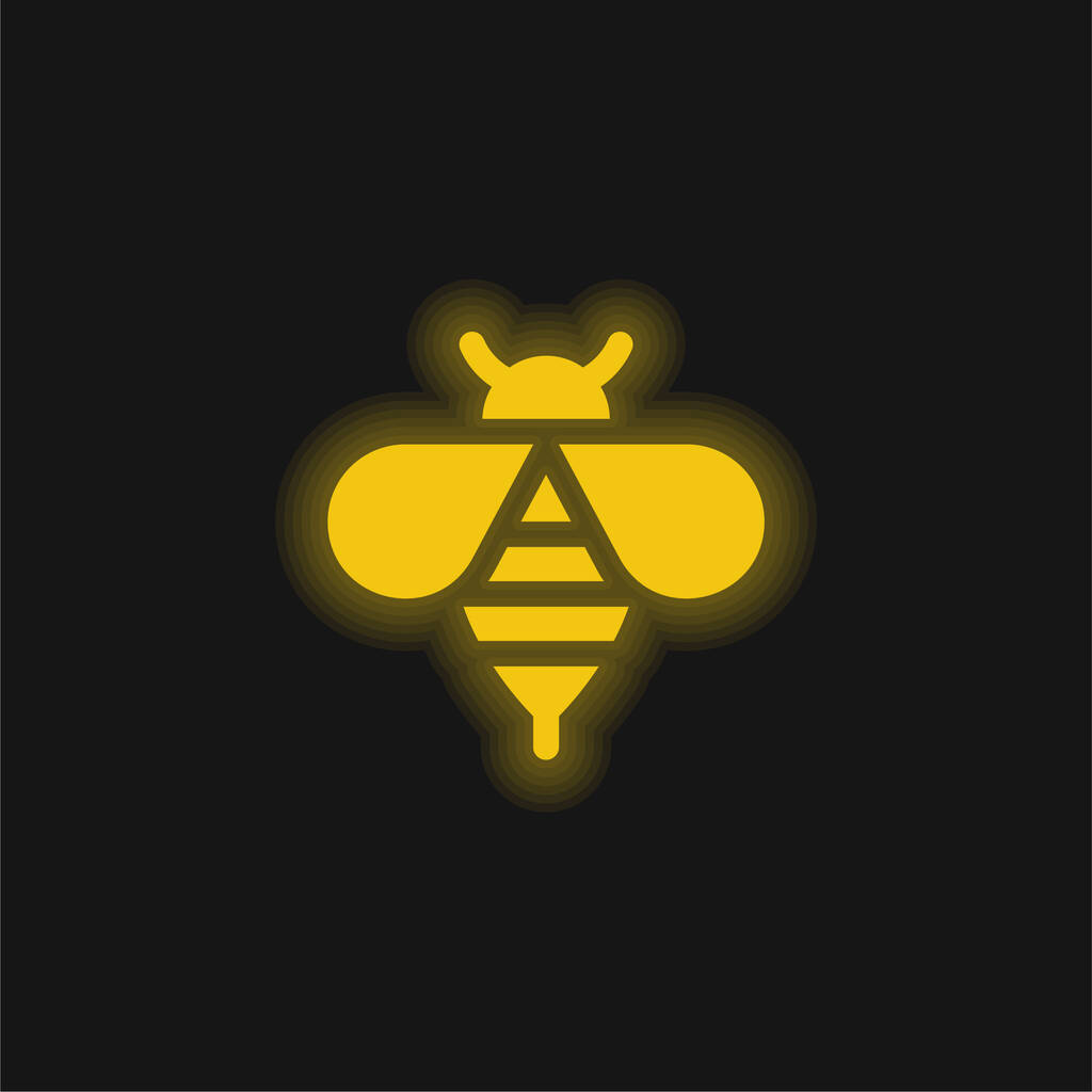 Abeja amarillo brillante icono de neón - Vector, Imagen