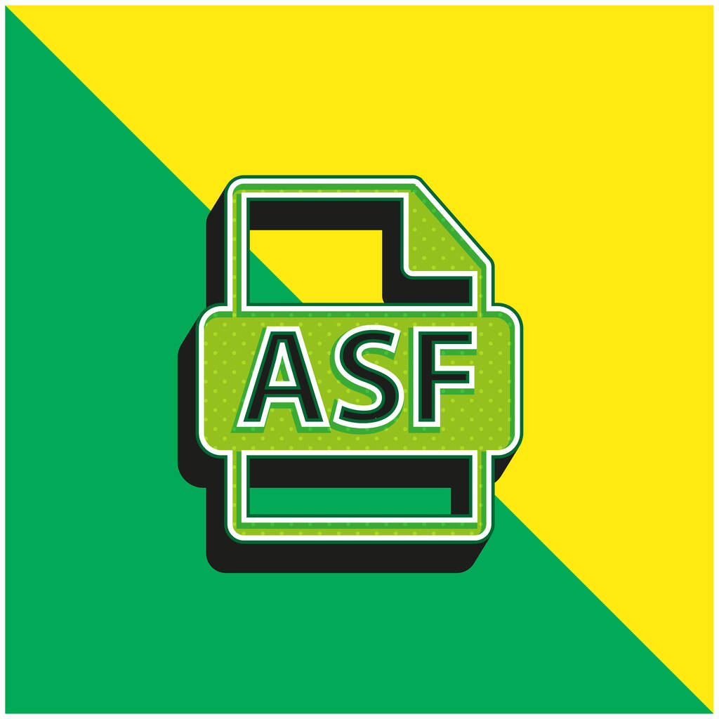 Asf Bestand Formaat Symbool Groen en geel modern 3D vector pictogram logo - Vector, afbeelding