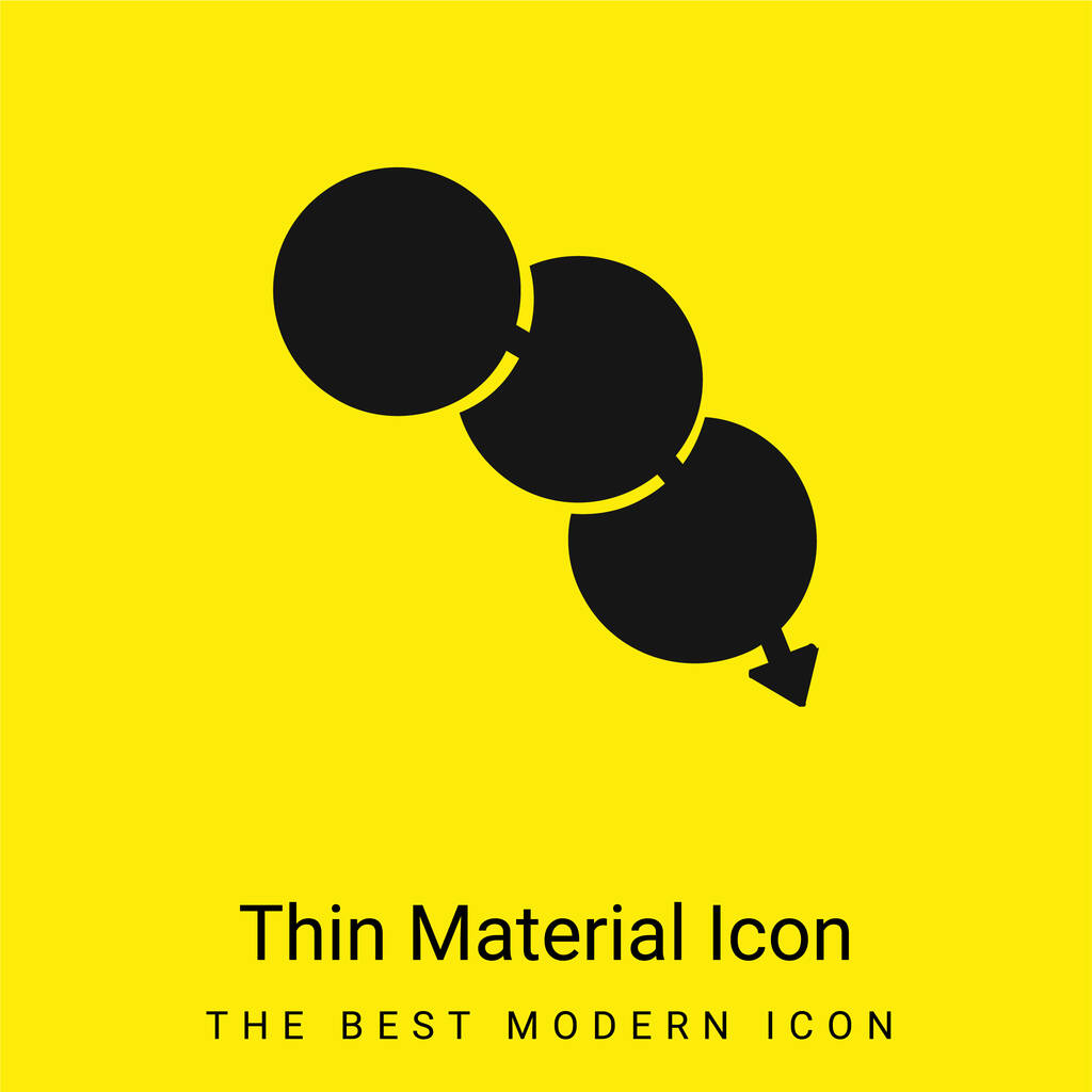 Seta através de círculos mínimo ícone material amarelo brilhante - Vetor, Imagem