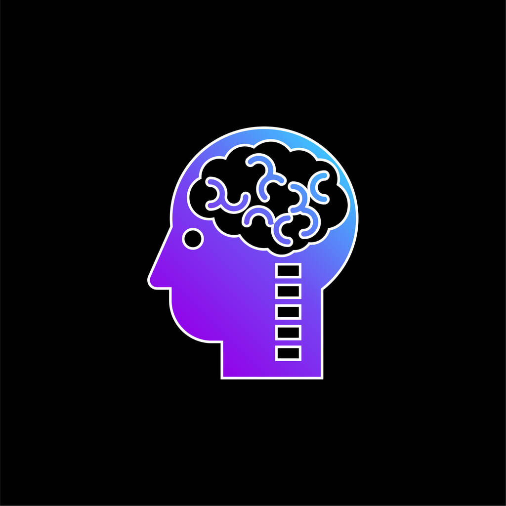 Mózg w głowie ikona wektora niebieskiego gradientu - Wektor, obraz