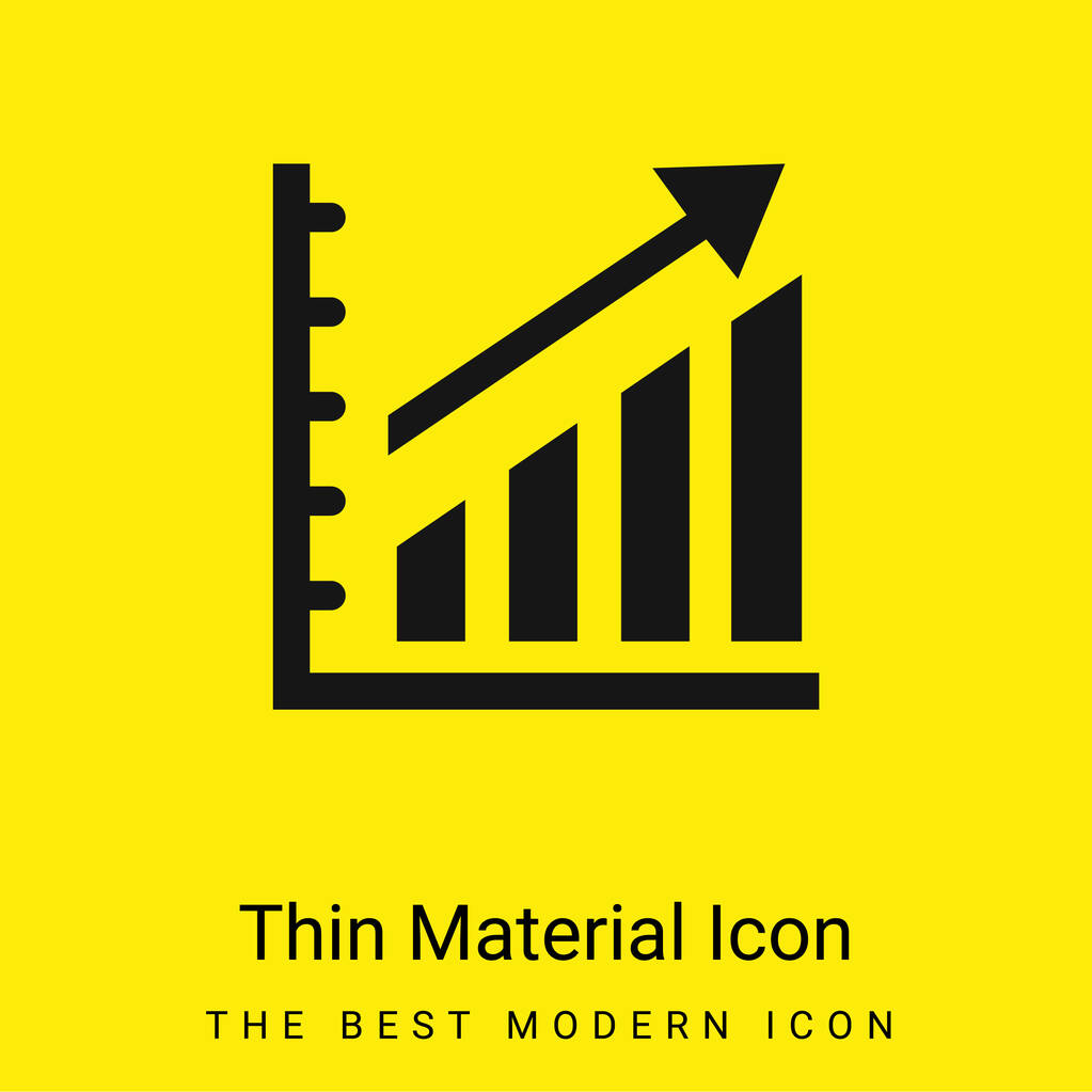 Estatísticas ascendentes Gráfico mínimo ícone de material amarelo brilhante - Vetor, Imagem