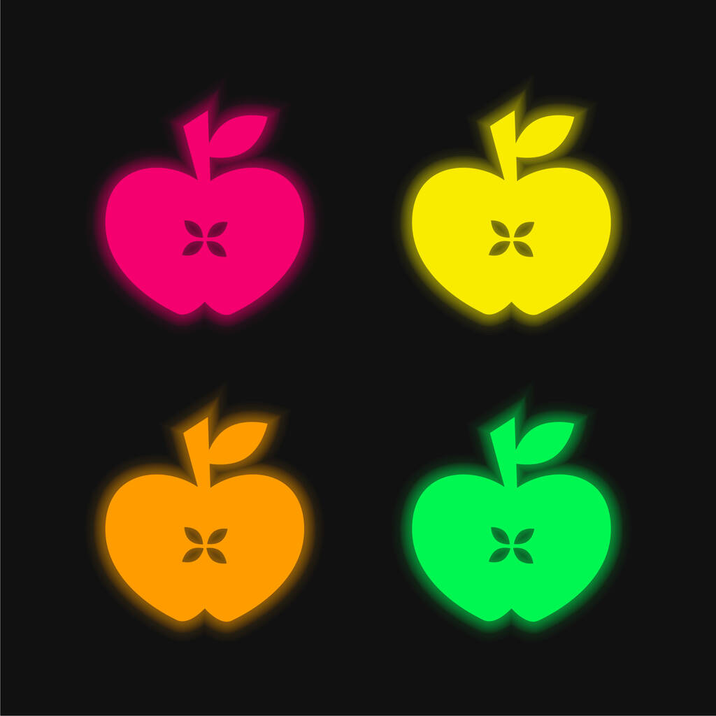 Apple Heart négy szín izzó neon vektor ikon - Vektor, kép