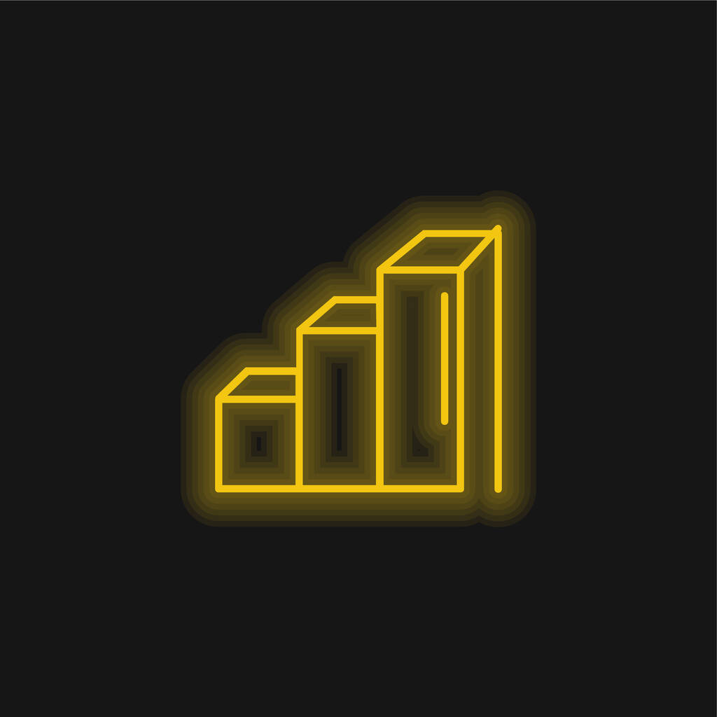 Ascendant Bars Grafisch geel gloeiend neon icoon - Vector, afbeelding