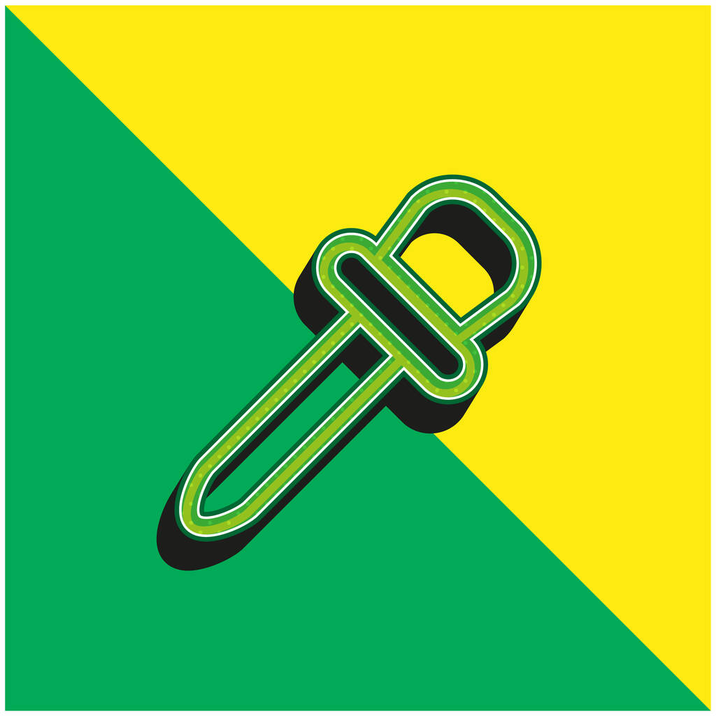 Bebé medicina gotero contorno verde y amarillo moderno vector 3d icono logo - Vector, Imagen